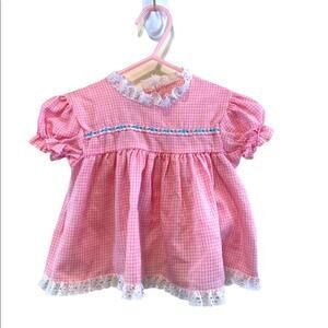 VTG Seas Gingham  Dress Sears Infant Small  3/6mos
